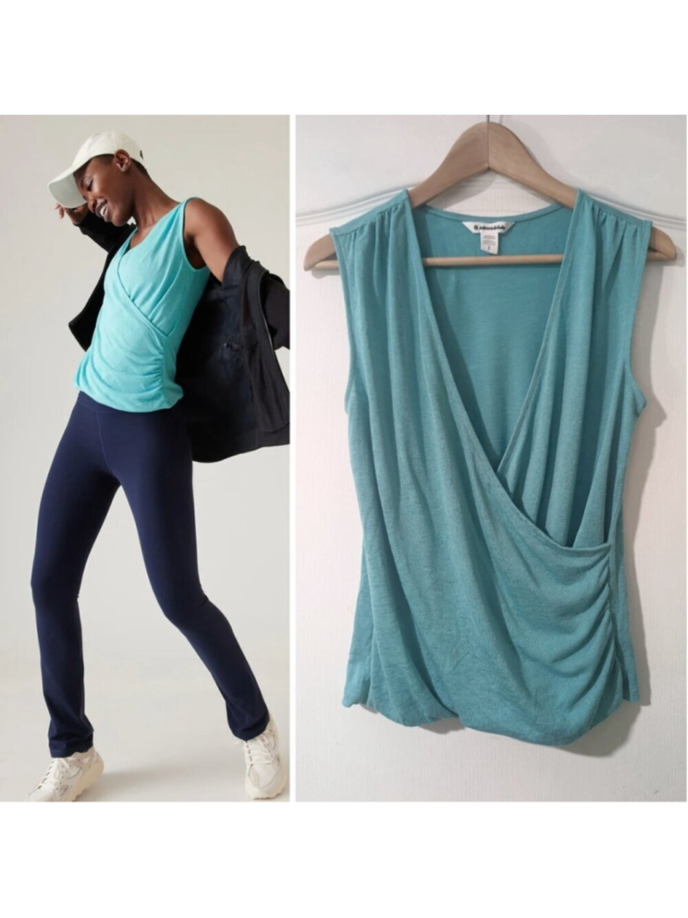 NEW! Athleta | Breezy Wrap Tank In Gulf Green